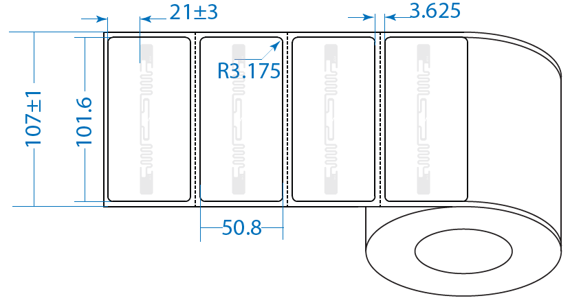 Perforated 4x2(in), 101.6x50.8(mm) UHF RFID Label