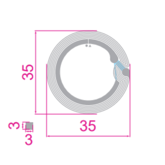 INT5010 - NXP/I-Code SLI X 35mm Round Dry Inlay Clear PET