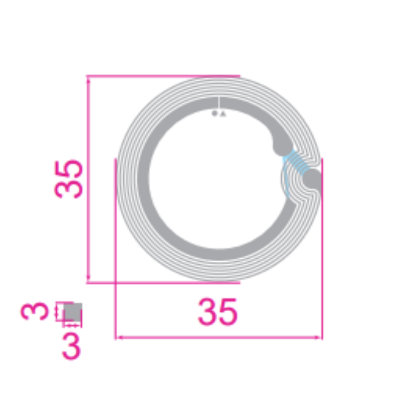 INT5010 - NXP/I-Code SLI X 35mm Round Dry Inlay Clear PET