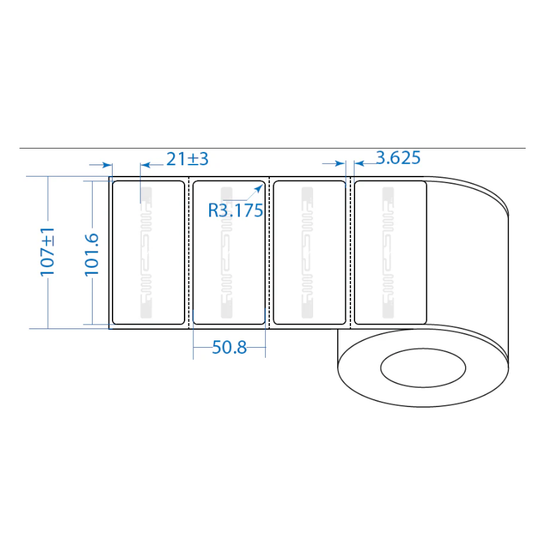 Perforated 4x2(in), 101.6x50.8(mm) UHF RFID Label