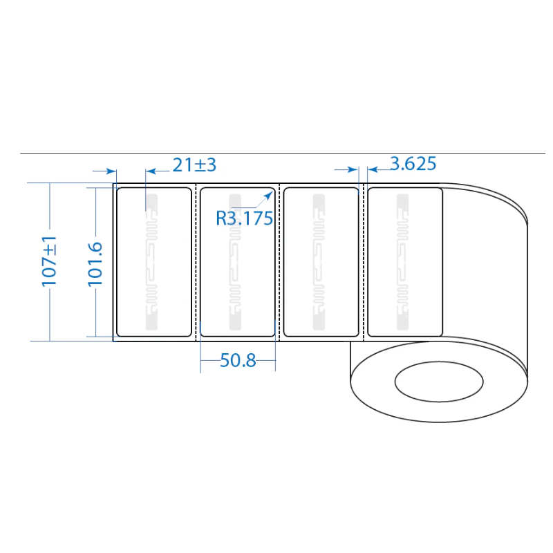 Perforated 4x2(in), 101.6x50.8(mm) UHF RFID Label