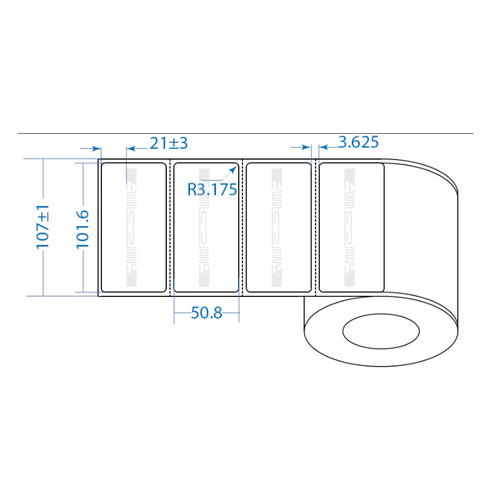 Perforated 4x2(in), 101.6x50.8(mm) UHF RFID Label